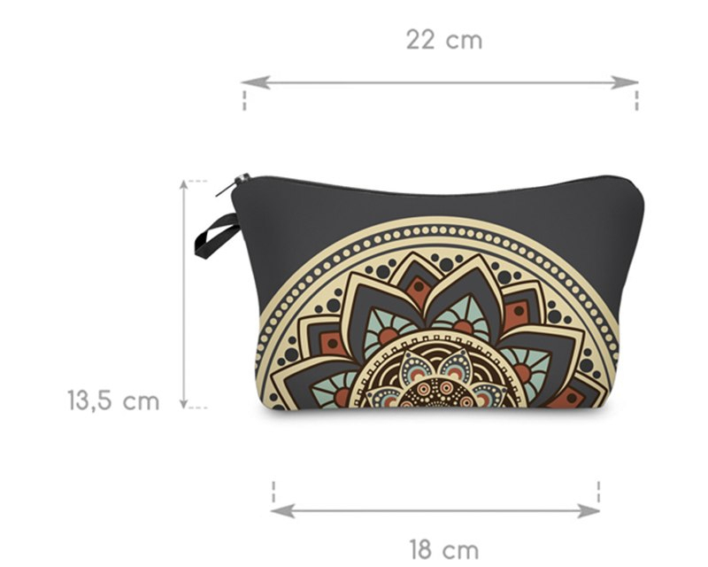 Grey Floral Cosmetic Toiletry Make - Up Bag for Women