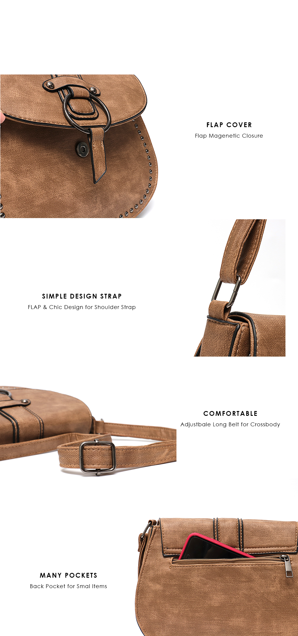 Crossbody Leather Messenger Casual Shoulder Bag