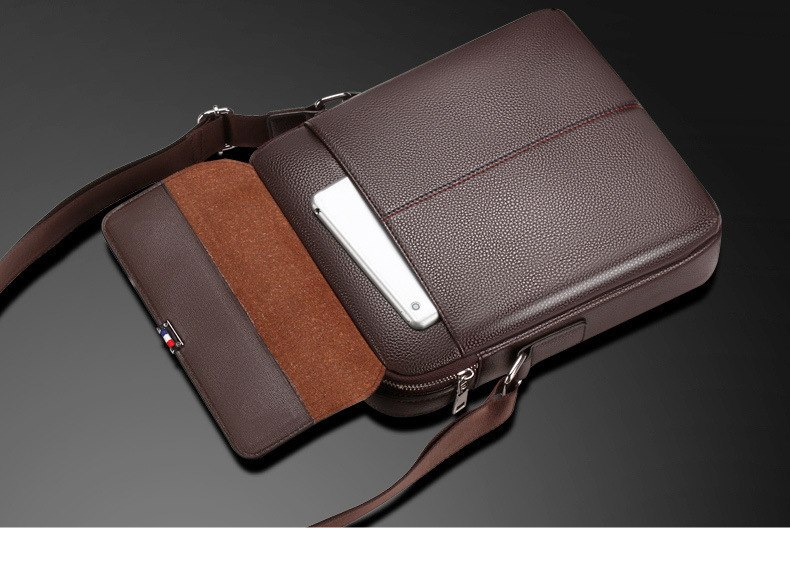 Men's Leather Casual Shoulder Messenger Crossbody Travel Bag
