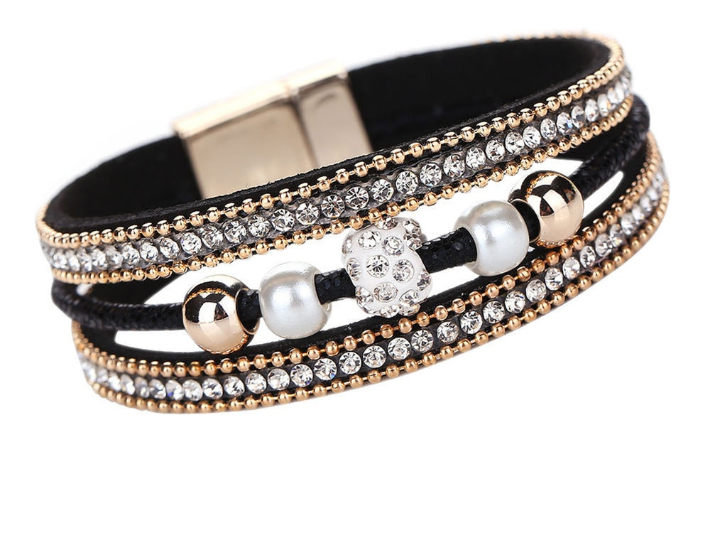 Women's Rhinestone Bangle Bracelet With a Magnetic Clasp Length 20 cm * 2 cm